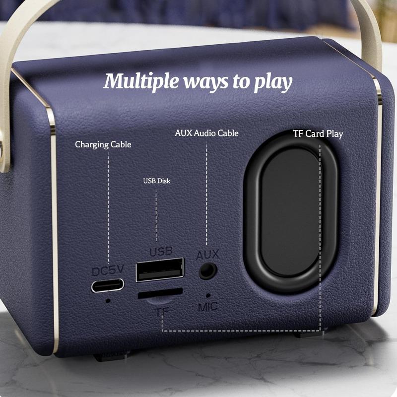 Mini Vintage Bluetooth Speaker, Retro Bluetooth Speaker Rechargeable, Loud Volume, Bluetooth 5.0 Wireless TWS Connection, Support TF Card,