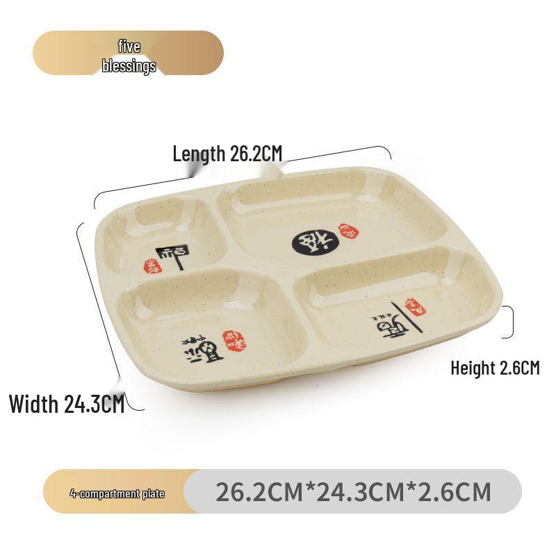 Drop-Proof Melamine Six-Grid Food-Grade Dining Plate