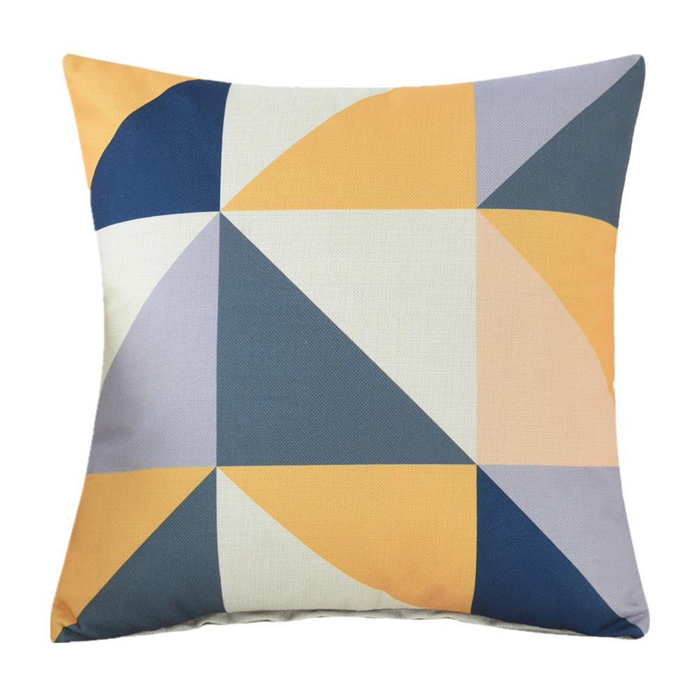 45x45cm Cartoon Cat Geometric Printed Sofa Cushion Cover Cotton Linen Home Living Room Decoration