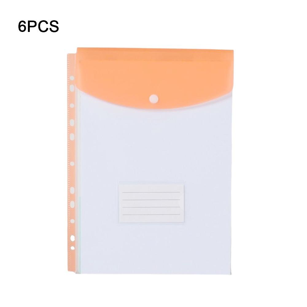 6 Pcs New PP Binder Folders Clear Envelopes Punched Pockets 11 Holes A4 Label Loose-Leaf File Management