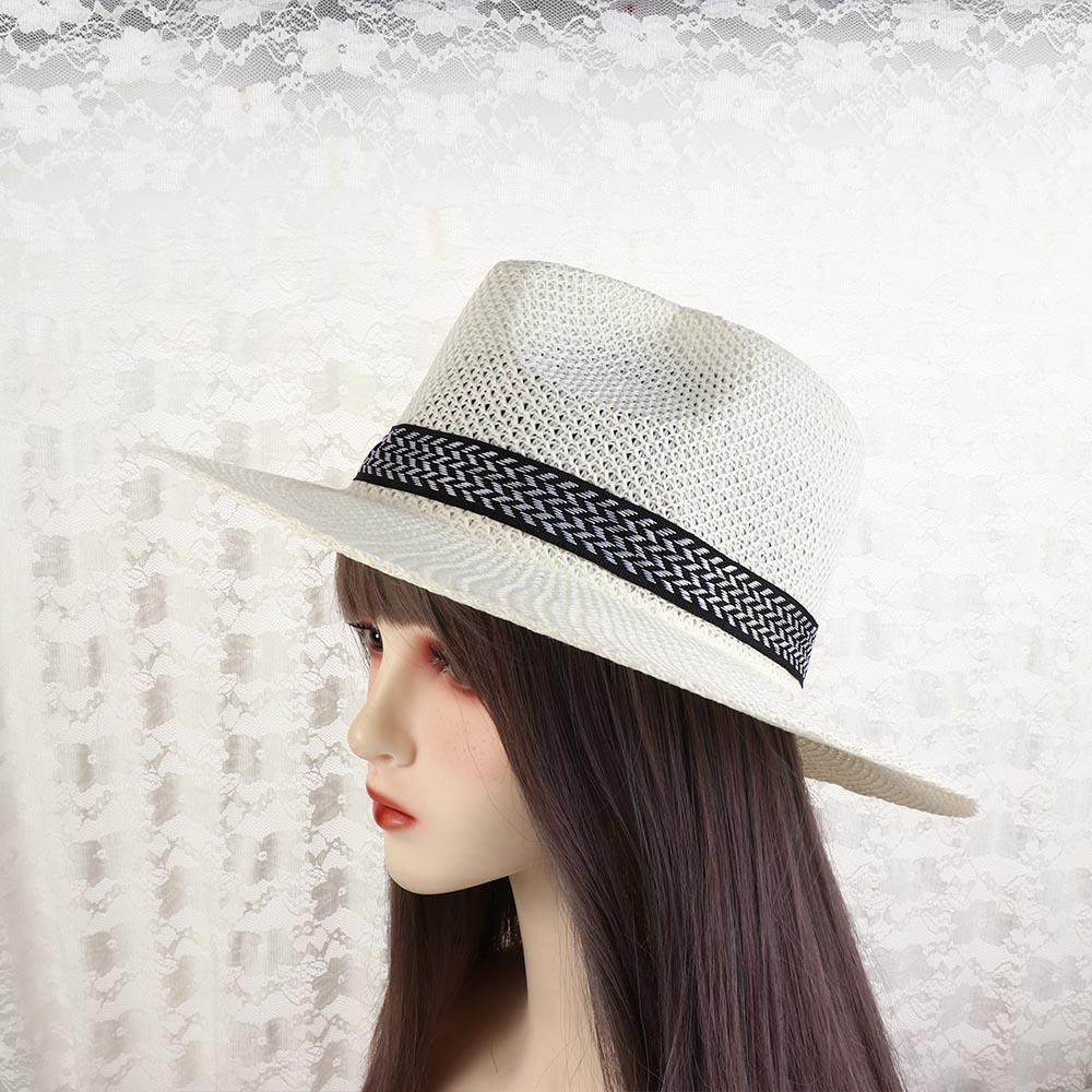 Male Female Beach Bohemia Style Old Man Sun Hat Panama Hat Middle-aged Men Straw Hat Solid Color