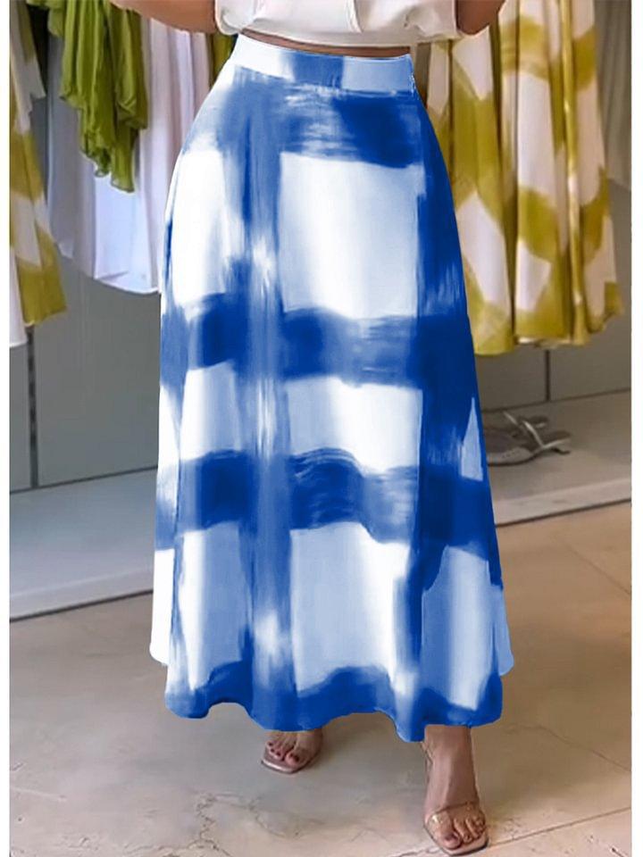 

Women s Plaid Print A-Line Skirt Mid-Length Skirt Casual Office Wear Skirt Comfortable Fit High Waist Design Suitable for Various Occasions XXL синий