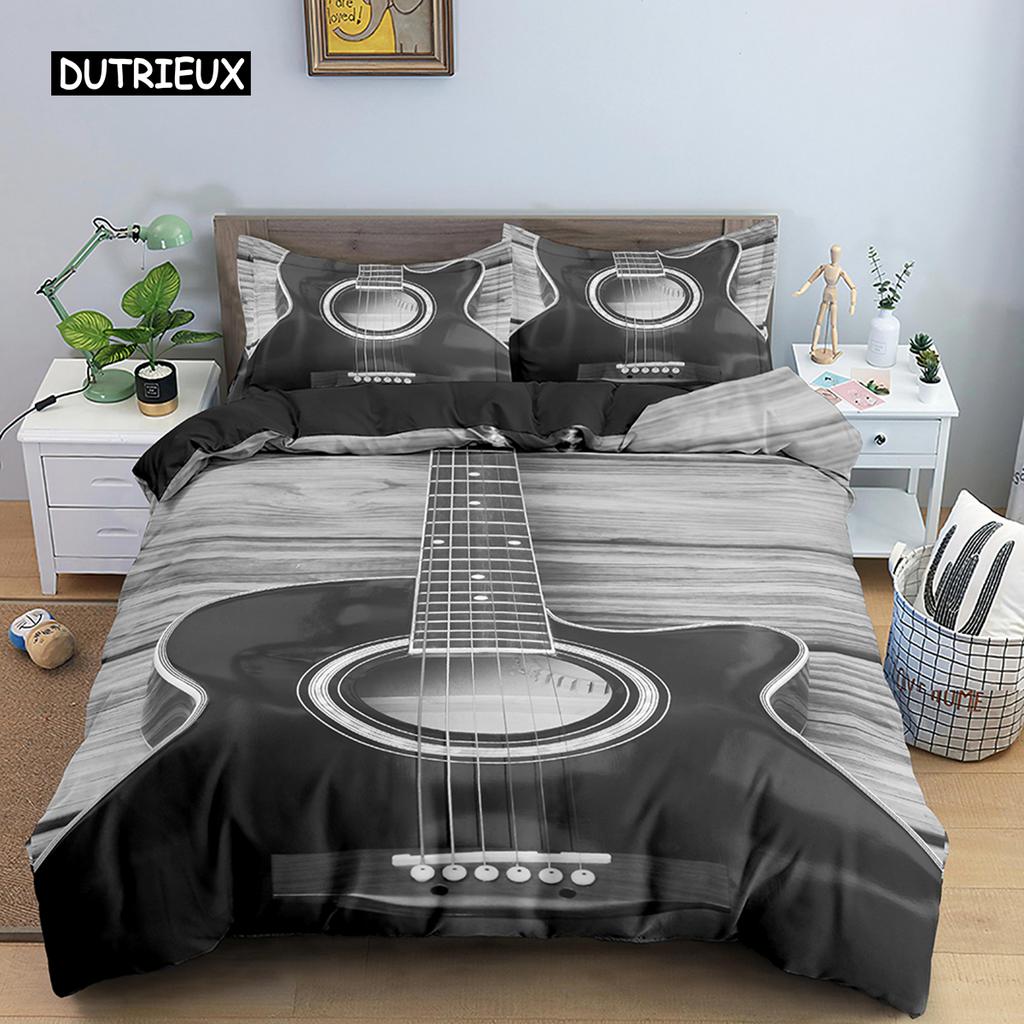 Music Notes Bedding Set Duvet Cover Set Piano Keys Keyboard Bed Set Classic Music Melody Comforter Cover for Kids Boys Girls
