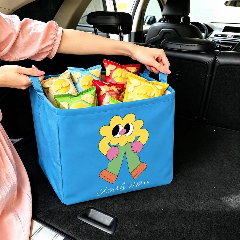 Waterproof Foldable Storage Basket Cartoon Print Car Trunk Organizer New Laundry Hamper Home