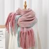 New Maillard Striped Thick Tassel Big Braid Plush Scarf Winter Warm Thickened Lazy Student Scarf