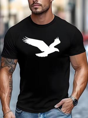 Men's Eagle Graphic T Shirt Casual Outdoor Sports Crew Neck Summer Tee Top