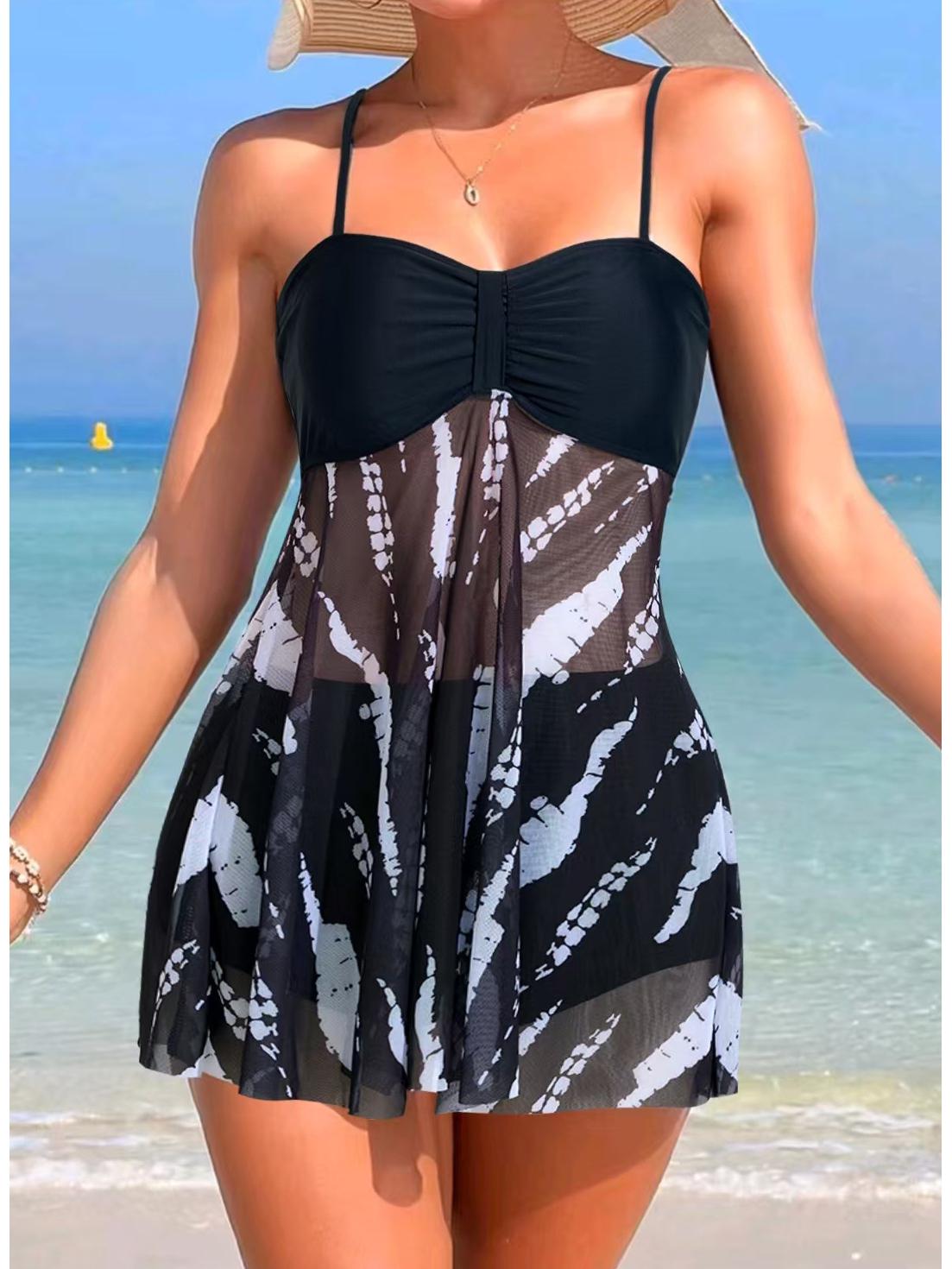 

Женский купальник танкини с высокой талией из сетки на косточках с шортами-боксерами M