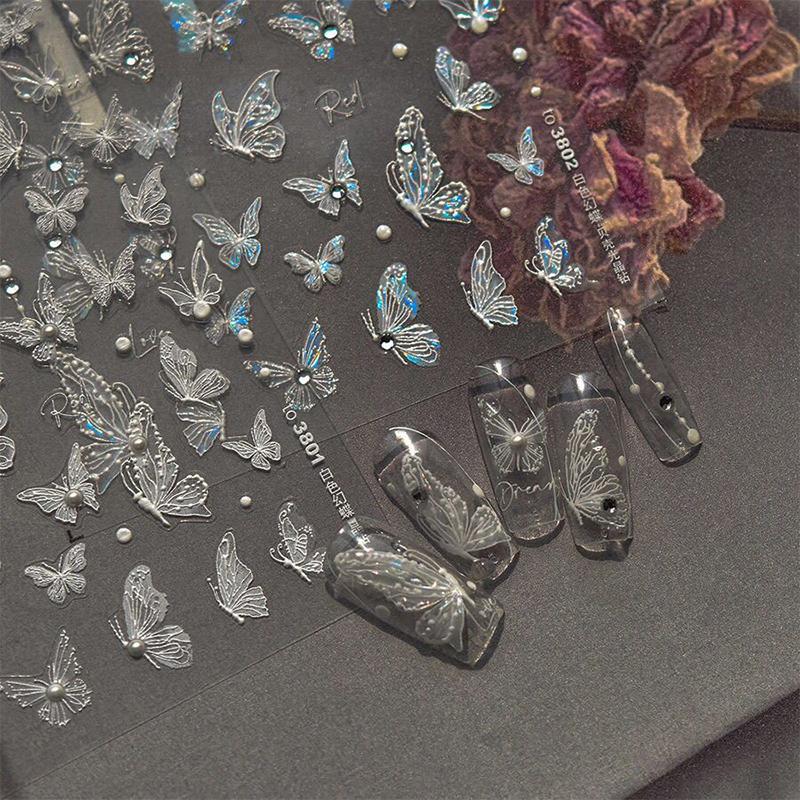 Exquisite selbstklebende Nagelkunst-Dekorsticker Niedliche Schmetterlings-Nagelkunststicker Kreative Feen-Nagelkunststicker Geschenke