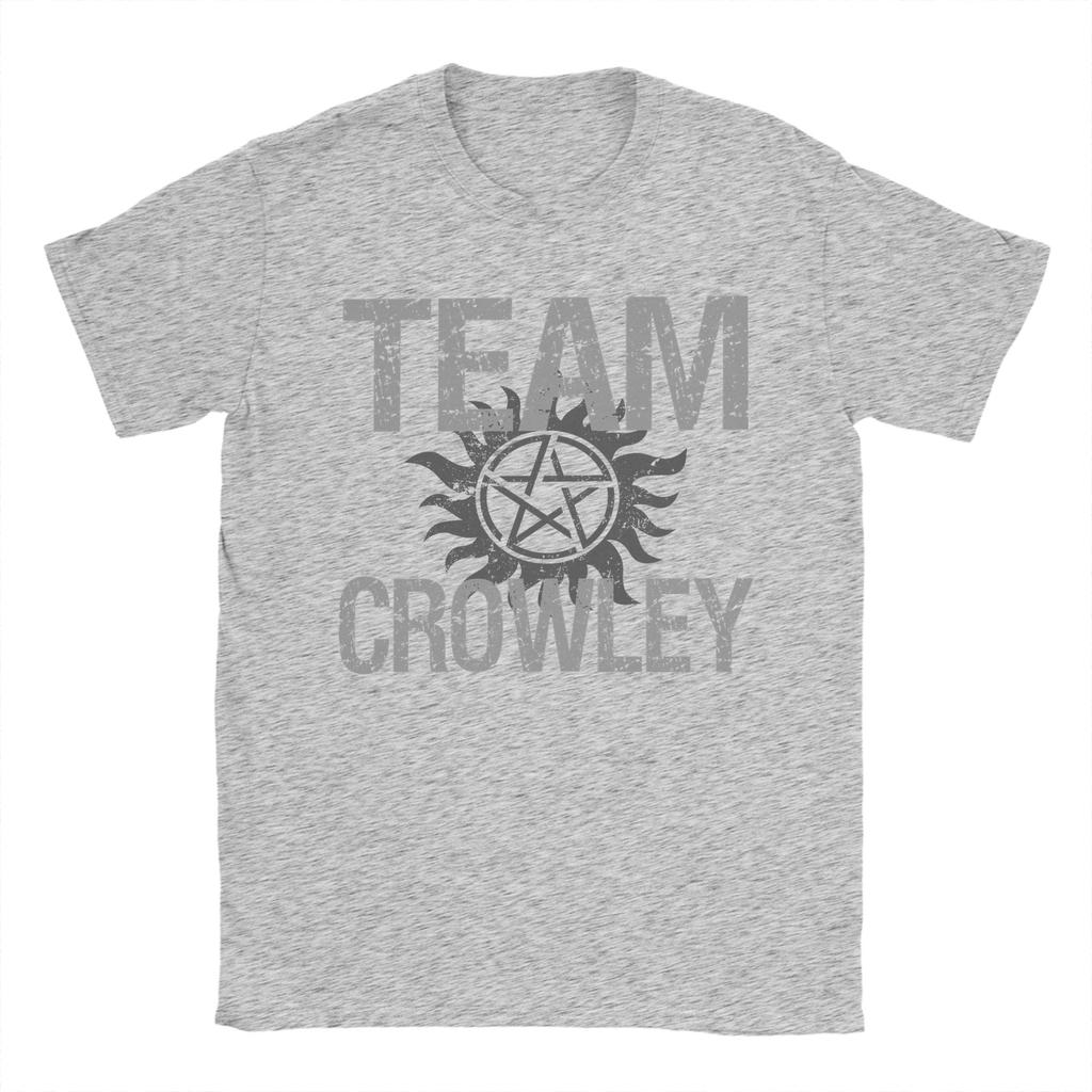 Unisexs TShirts Supernatural Team Crowley Leisure 100 Cotton Tee Shirt Short Sleeve T Shirts Crew Neck Clothing Plus Size