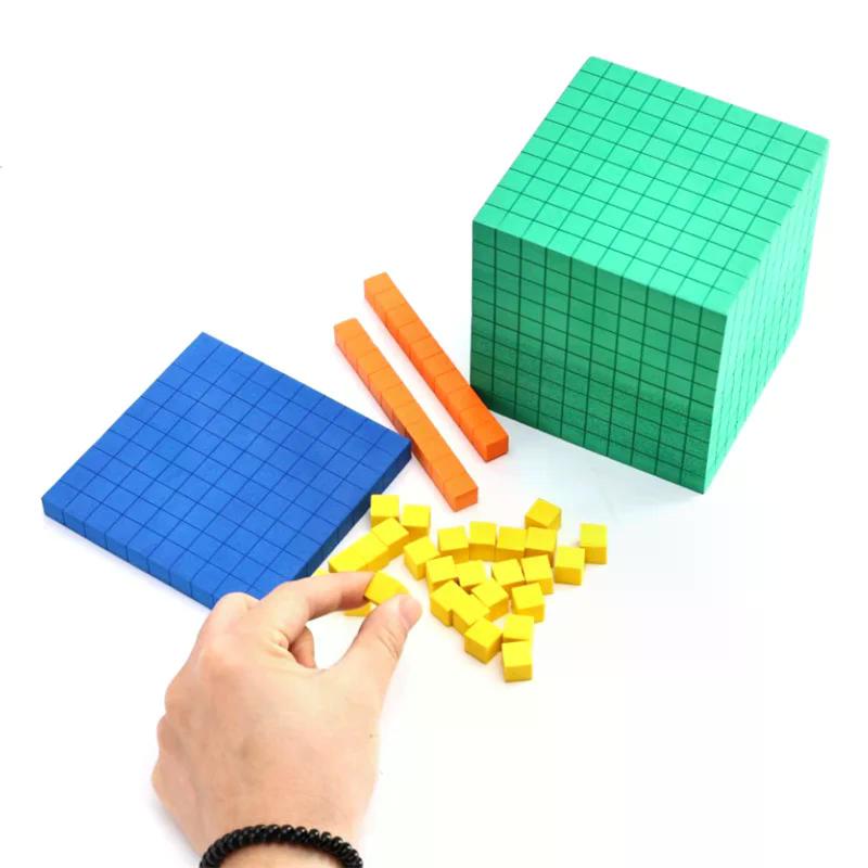 Kids Math Plaything Math Blocks Ten Blocks Complete Set Plastic Base Ten Set Cube Kids Math Plaything Counting Cubes Set
