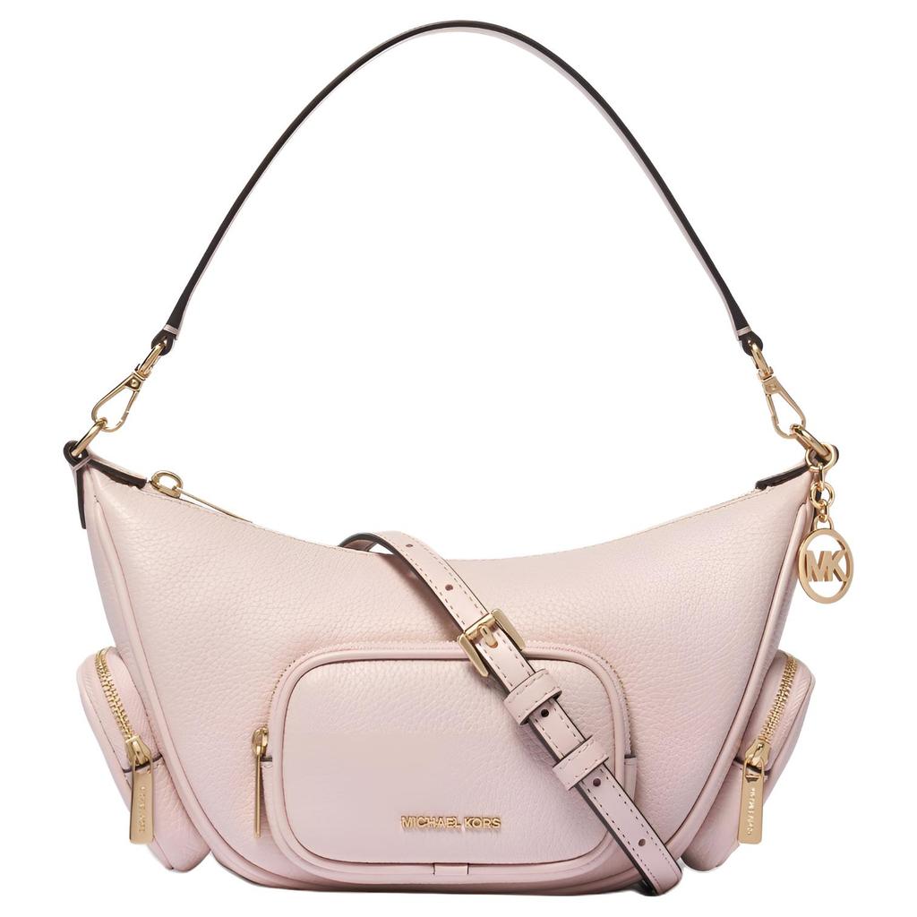 Michael Kors Merritt Monogramový potisk Kožená půlměsícová taška Tote Malé dámské tašky Tote Růžová 35R6G0WC1L-FLAME