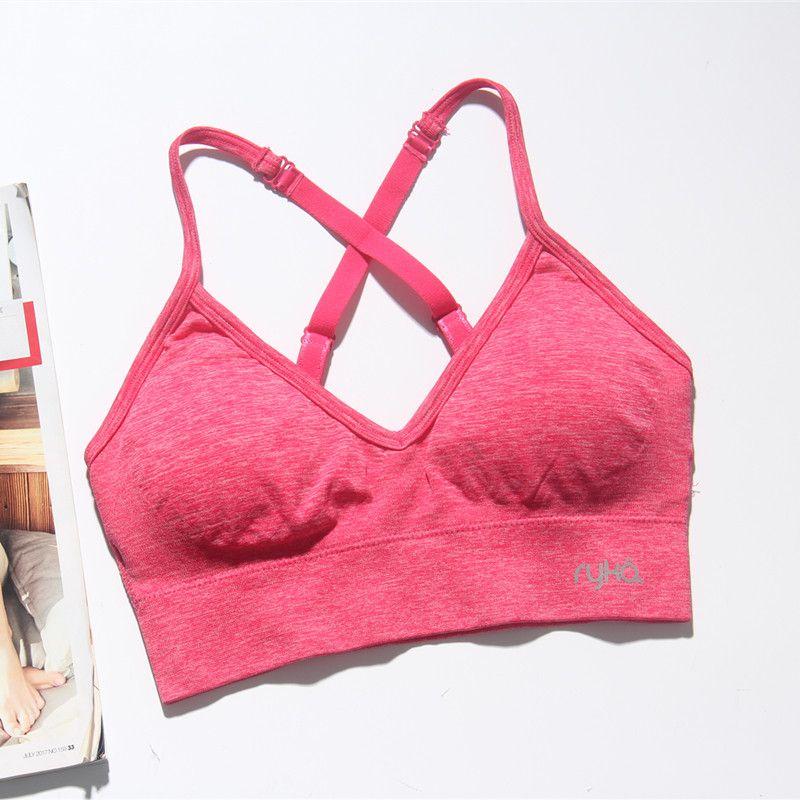Adjustable V-neck Spaghetti Strap Vest-Style Sports Bra Rose Red S