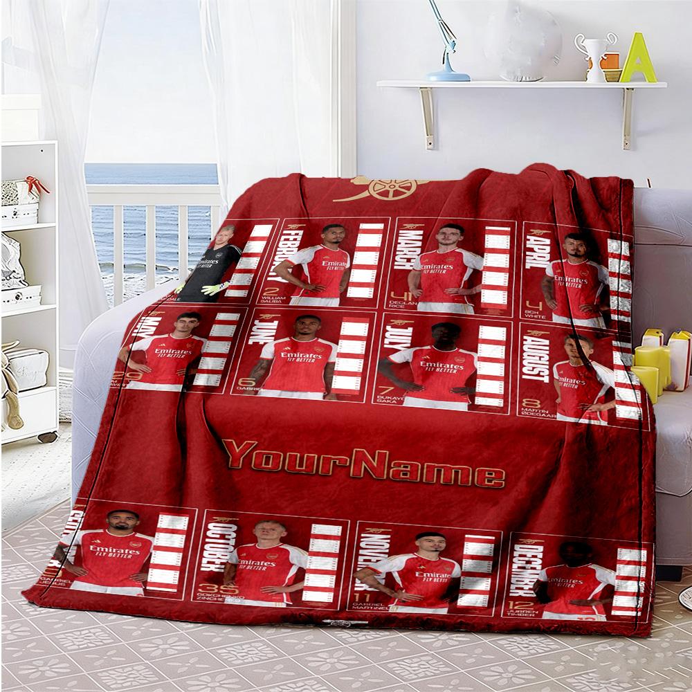 Arsenal Customize Your Name Blanket Multi-purpose Customizable Blanket Comfortable Versatile for Bed Sofa Living Room Livingroom All-Season Use