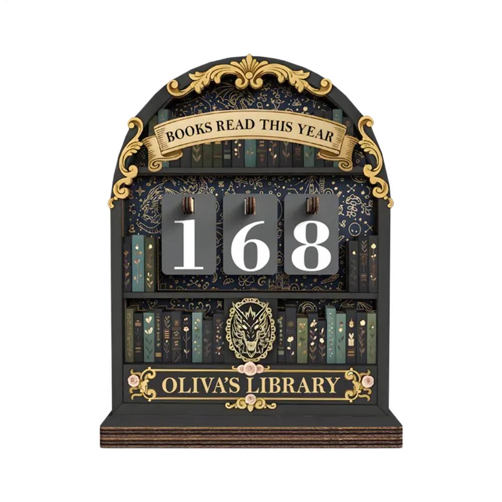 Wooden Book Tracker Sign Bookshelf Decoration Books Read Tracker for Library Nook Study Corner Home Workplace Living Room