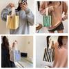 Stylish Colorful Striped Nylon Shoulder Tote Bag For Women Trendy Handheld Lunch Bag