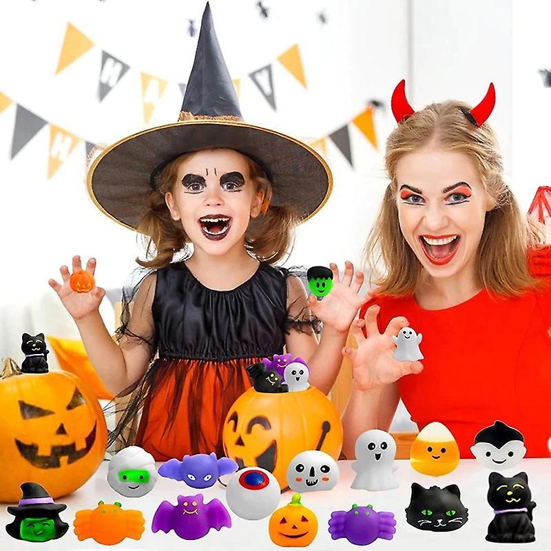 24pcs Mini Squishy Toys Squishies Halloween Kawaii Zombie Ghost Pattern Stress Relief Squeeze Toys For Children Kids Gifts
