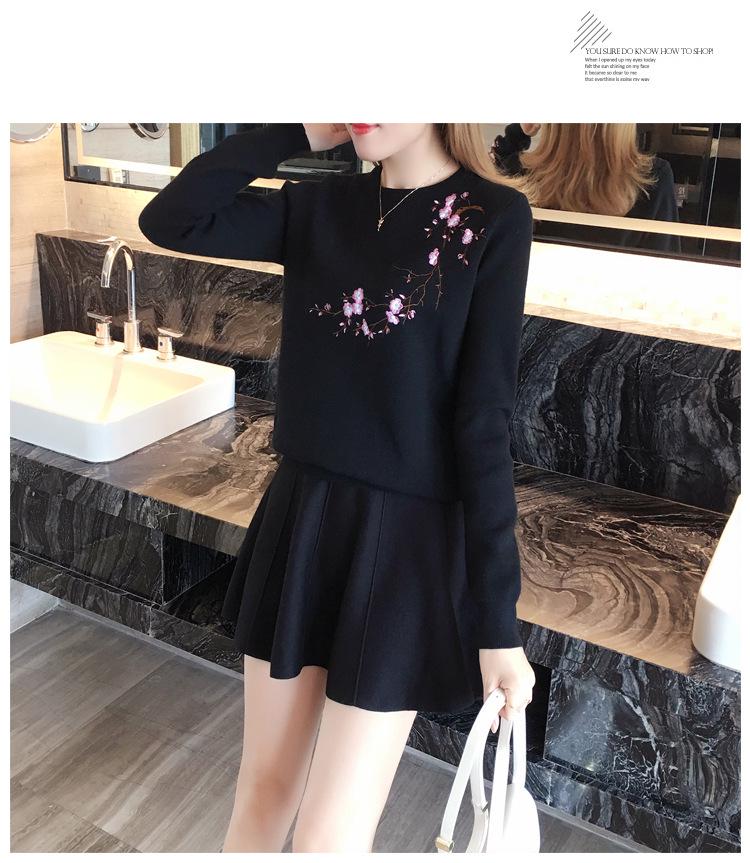 In Stock: 2025 New Style Plum Blossom Embroidered College Sweater - Autumn/Winter Knit Pullover for Trendy Women