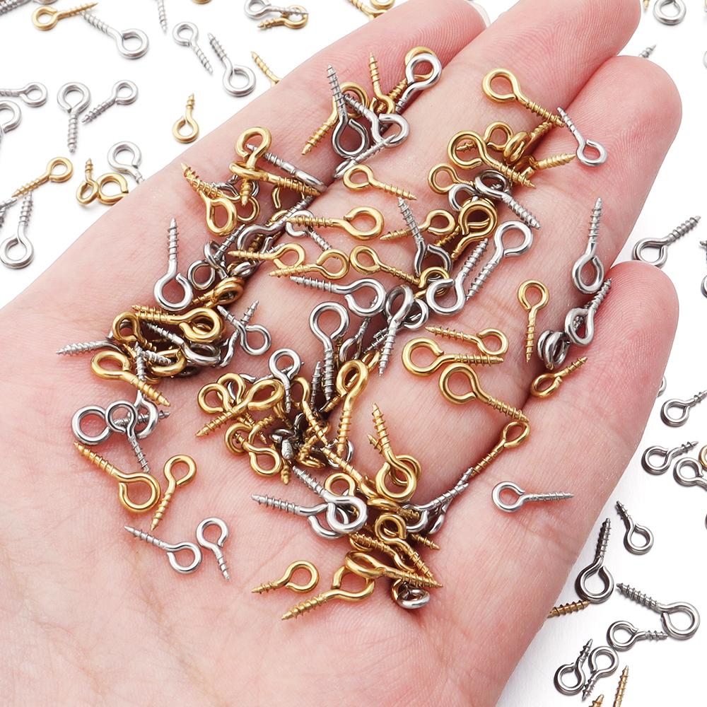 20-50pcs Stainless Steel Tiny Mini Eye Pins For Jewelry Making DIY Pendants Handmade Jewelry Findings Screw Eyes Threaded Hook