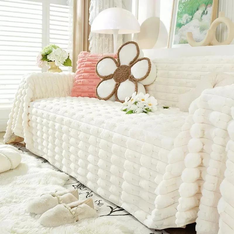 Thicken Plush Sofa Cover Winter Warm Sofa Mat Cushion for Living Room Non-slip L-shape Universal Couch Slipcover Home Decor