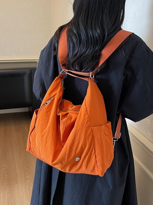 Borsa a Tote in Nylon da Donna con Chiusura a Zip e Grande Capacità per l'Uso Quotidiano