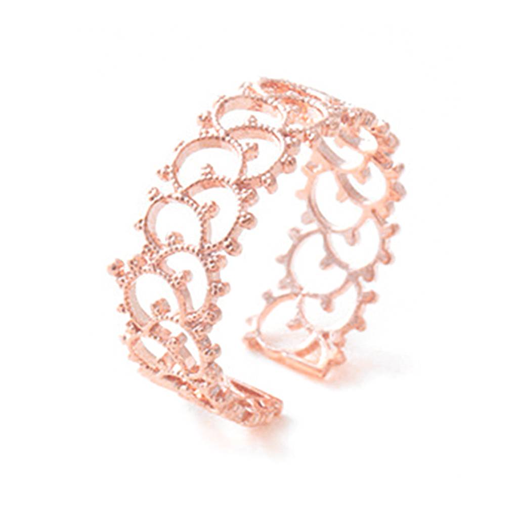 Lovely Women Hollow Flower Rings Cute Copper Girl Adjustable Rings Prom Wedding Night Party Jewelry