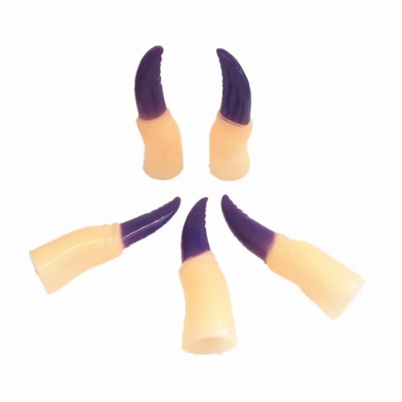10Pcs Halloween Colorful Vampire Long Nail Finger Cover Holiday Dancing Party Halloween Cosplay Kids Plastic Fake Ghost Fingers