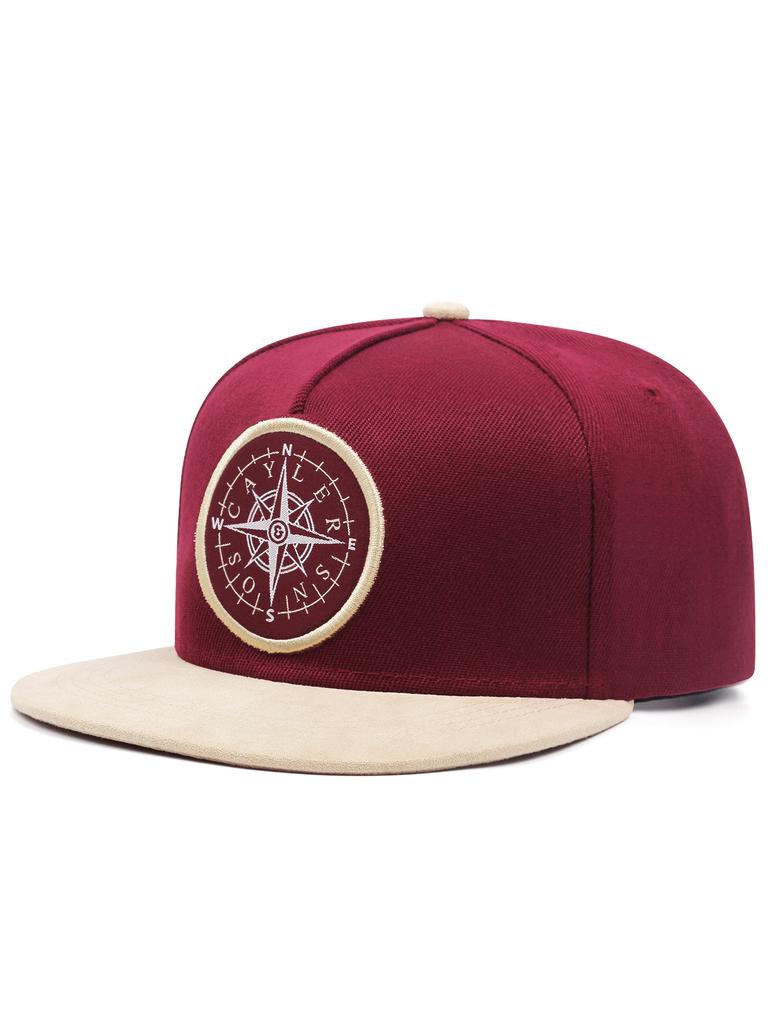 Compass label pattern versatile casual sports style couple style simple flat brimmed hat for men and women outdoor travel