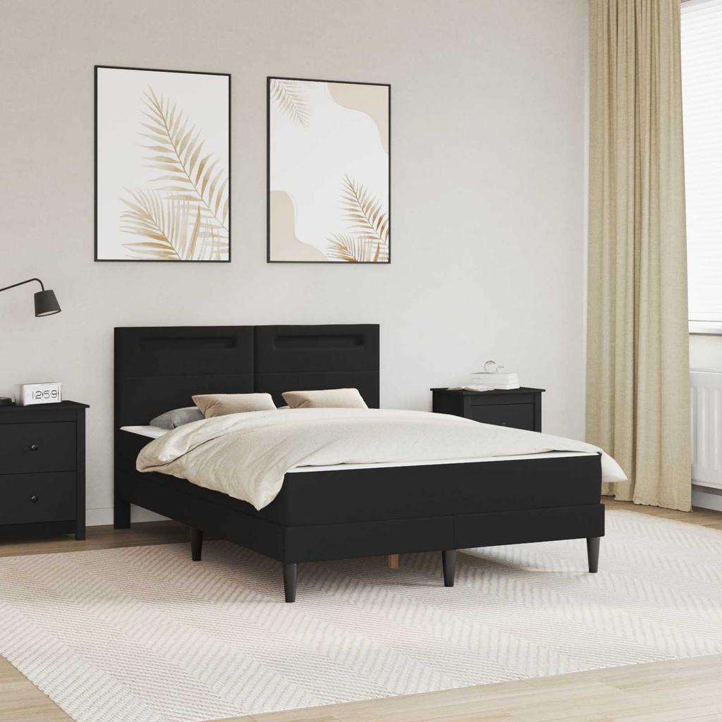 LED Light Strip Bed Frame with Headboard 2 pcs PU Leather