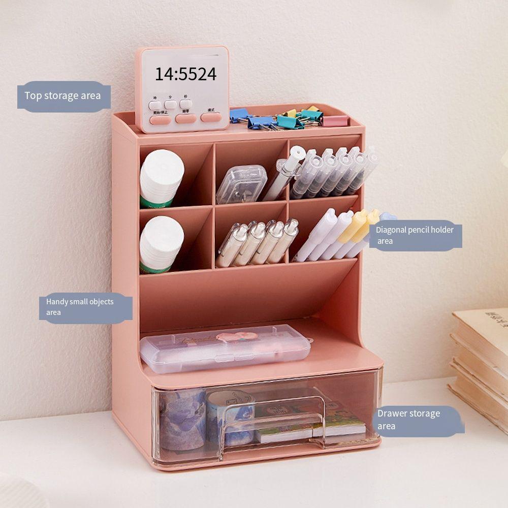 6-Grid Desktop Storage Drawers Oblique Insertion Stationary Organizer  Office Supplies