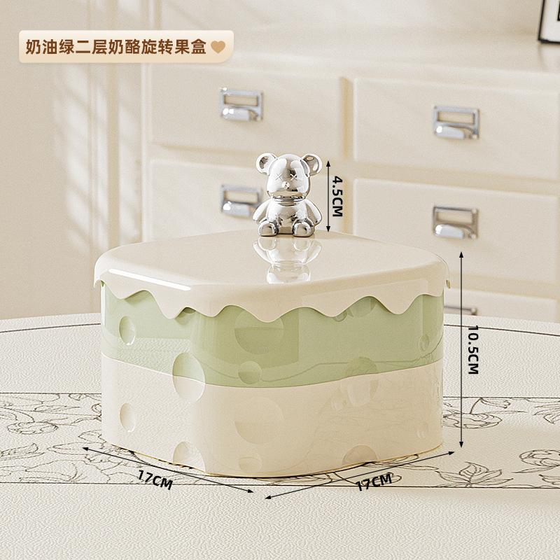 Fruit plate multi-layer festive candy box with lid dustproof rotating storage living room coffee table snack dried fruit box