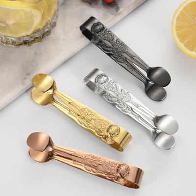 Stainless Steel Ice Tongs Mini Sugar Tongs Stainless Steel 304 Food Grade Compact Ice Cube Clip Non-Slip Grip Tongs