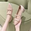 Increas Height Pointed Toe Riband Shoes Woman Flats Clogs Platform Crystal Dress Summer Creepers Rhinestone New Mary Janes Incre