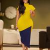 Women's Summer Oblique Neck Fashion Temperament Short Sleeve Hip Wrap Color Matching Pencil Skirt African Dress