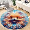1pc Pomeranian Art Carpet for Office Non-Slip, Round Carpet, Soft & Comfortable, Carpet for Office, Lightweight Round Floor Mat