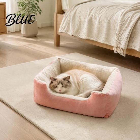 Resilient Cat Bed for Neck Support Rectangular Plush Bed, Cozy Pet Lounge Anti-slip Bottom, Cuddler Small Pets Washable Couch Indoor Cats Dogs Puppies