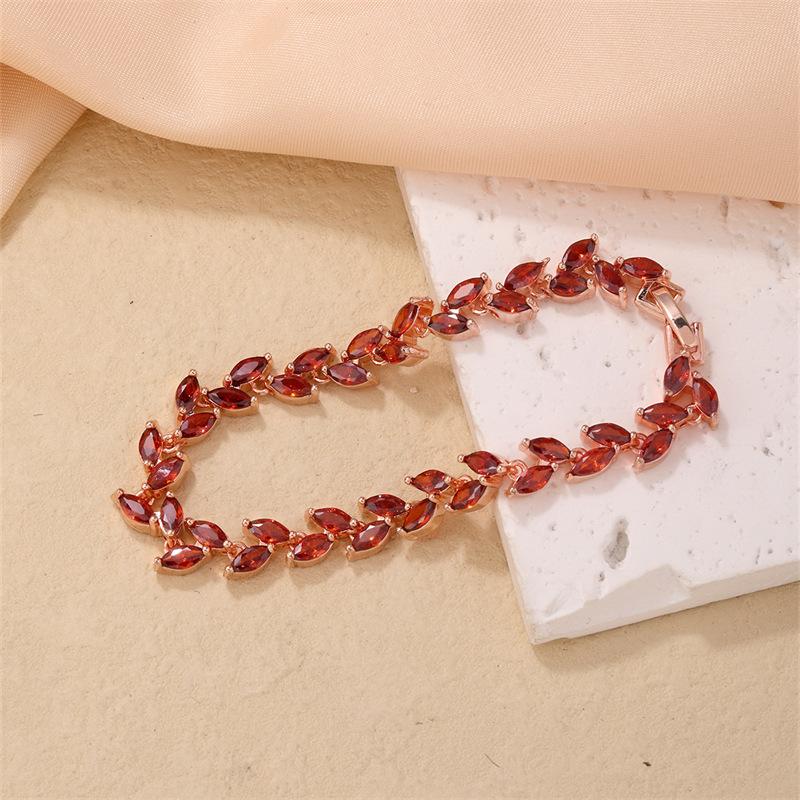 Colorful Crystal Willow Leaf Bracelet Women'S Niche Design Bracelet Bracelet Jewelry Zircon