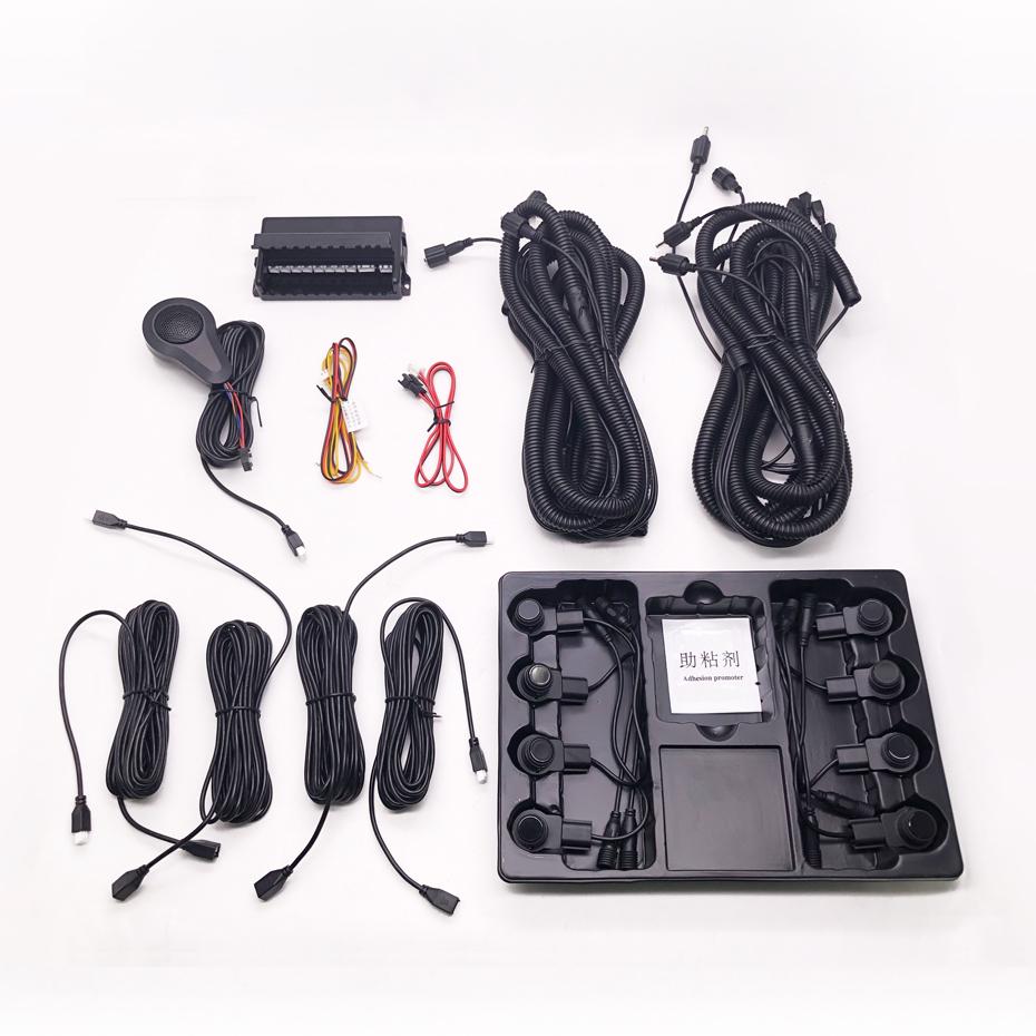 Android Navigation Reversing Radar Sensor Kit Visual Reversing Image Audible Alarm Indicator Probe System 8 Probe Buzzer Sensor BLACK 8-Probe Sensor