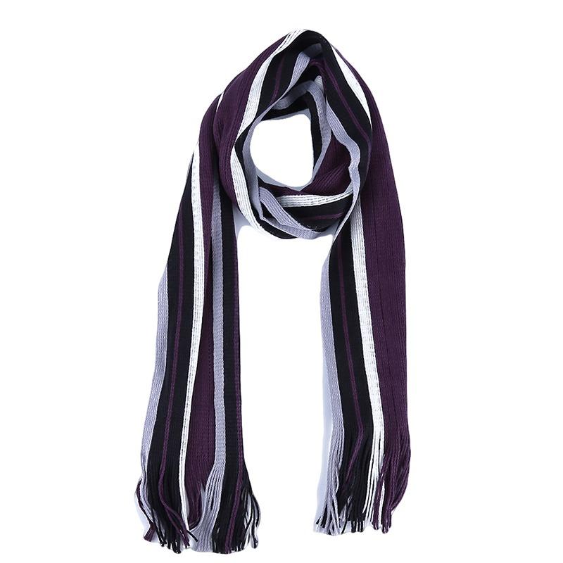 Classic Men's Scarf Winter Warm Faux Acrylic Soft Tassel Long Shawl Business Casual Striped Scarf Men's Clothing Accessories