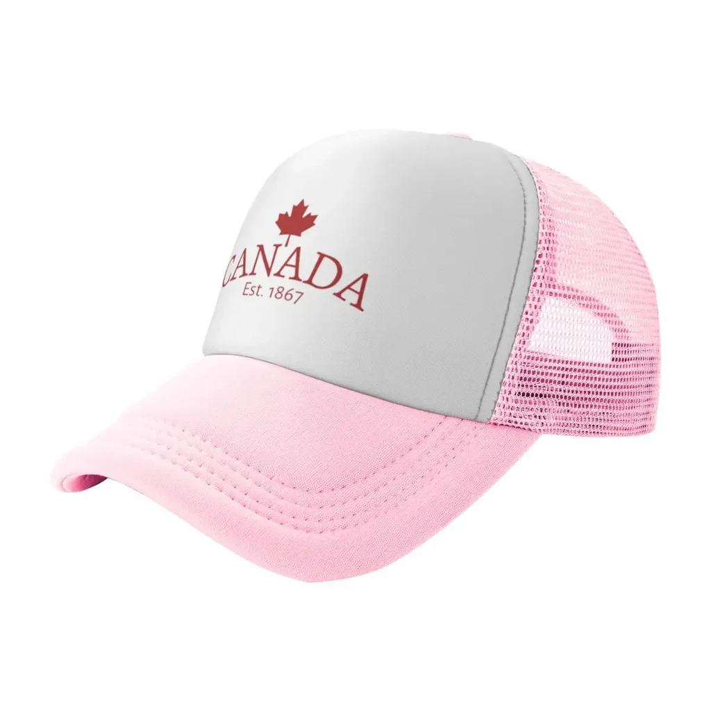 Red Canada Est. 1867 Small Maple Leaf Travel Mesh Baseball Caps Women Men Camping Female Beach Bucket Hat Trucker Cap