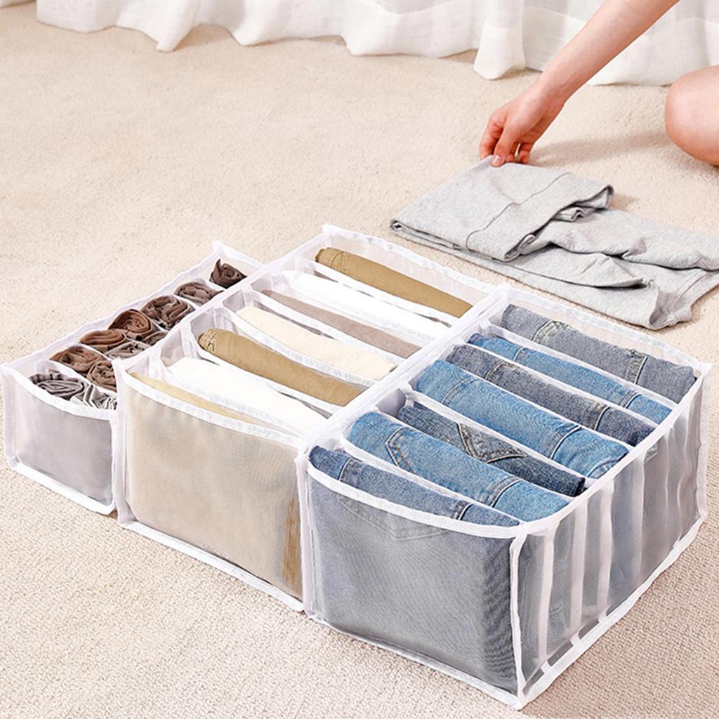 Cloth Drawer Organizer Leggings Jeans Pants Storage Basket Box 7 Grids Medium
