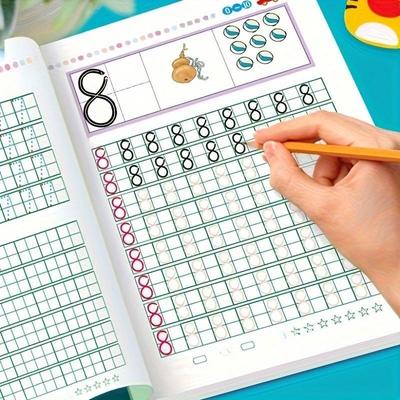 Children's English and Number Practice Workbook Set: Alphabet Writing and Math Skill Development for Ages 6-8
