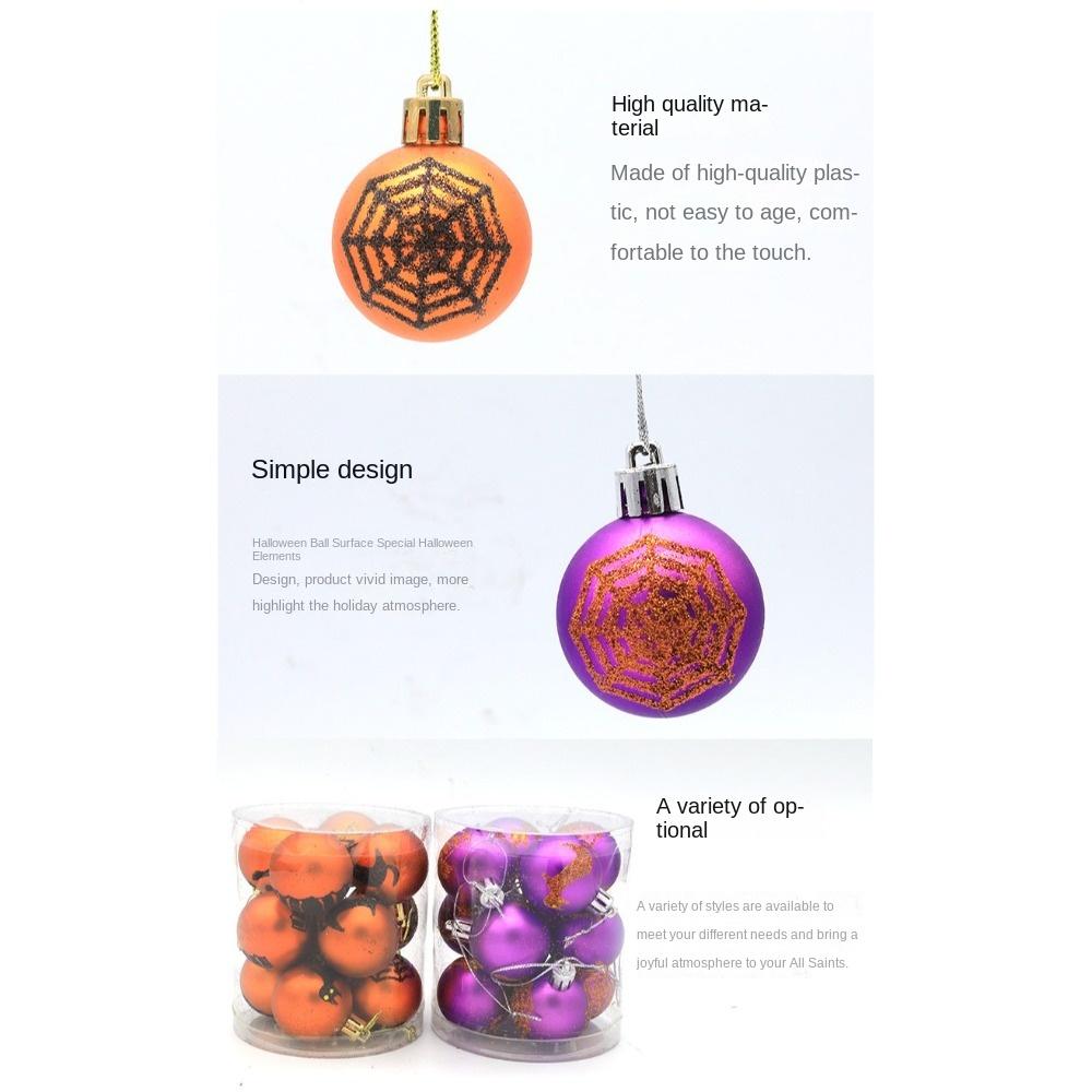 12PCS/Box New Painted Ball Halloween Ornament DIY Crafts Painted 4cm Desktop Decoration Party Gift Halloween Decoration