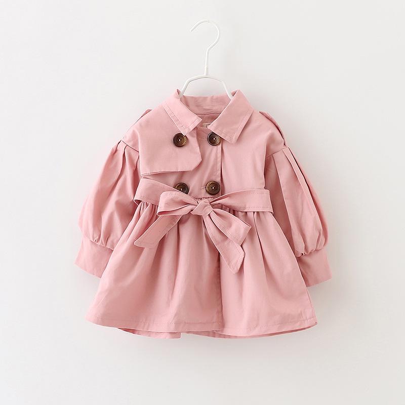 Autumn Girls' Coat Lapel Solid Long Sleeve Windbreaker