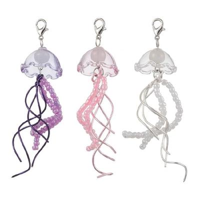 3 Stück Bunte Glasperlen Quallen Schlüsselanhänger Ornament Verleiht Eleganz Zu Ihren Accessoires Stilvollen Outfits