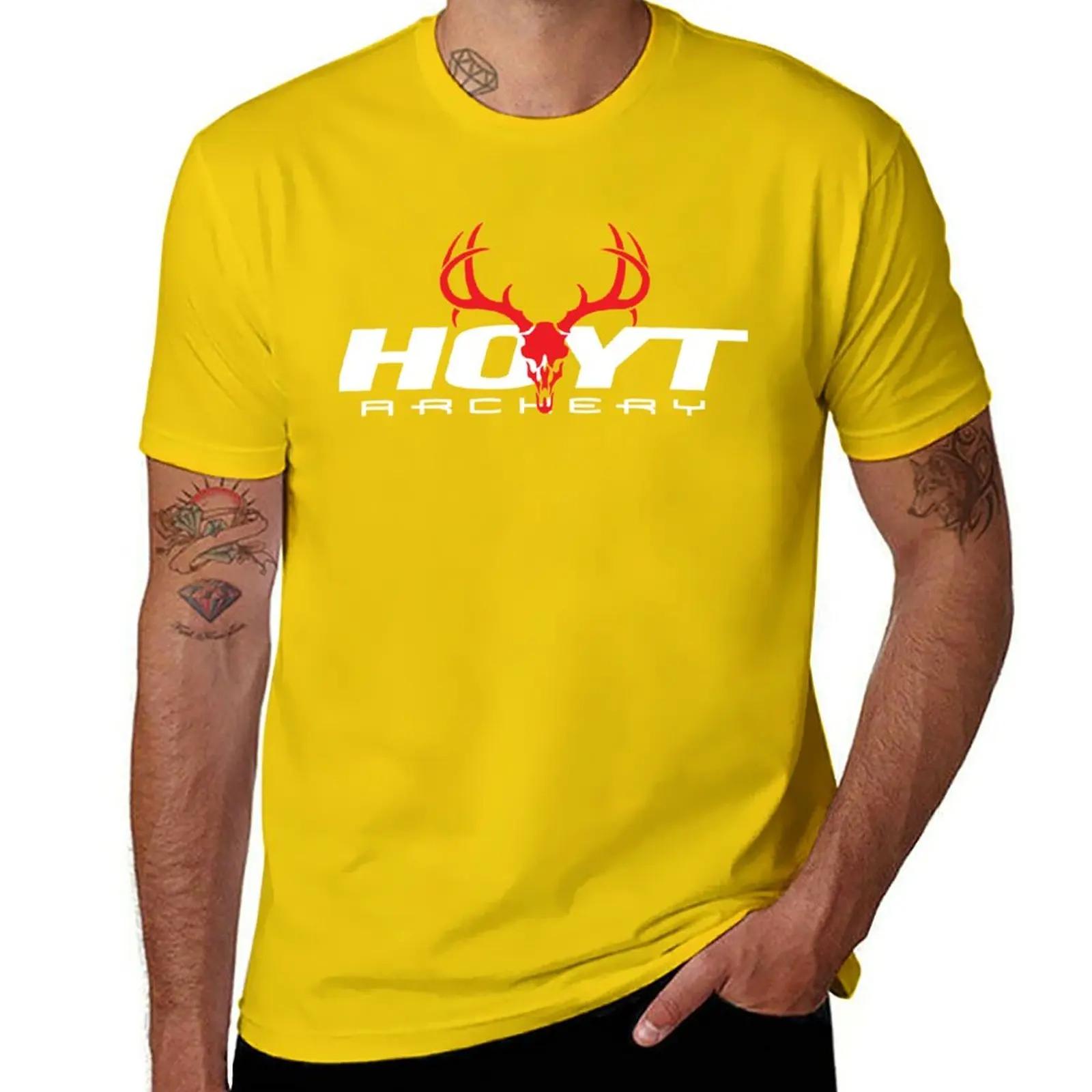 Новая футболка с графическим принтом ЛОГОТИПА HOYT ARCHERY, ЛУК, СТРЕЛА, Классическая, с короткими рукавами, Эстетичная одежда, футболки, Мужская одежда S