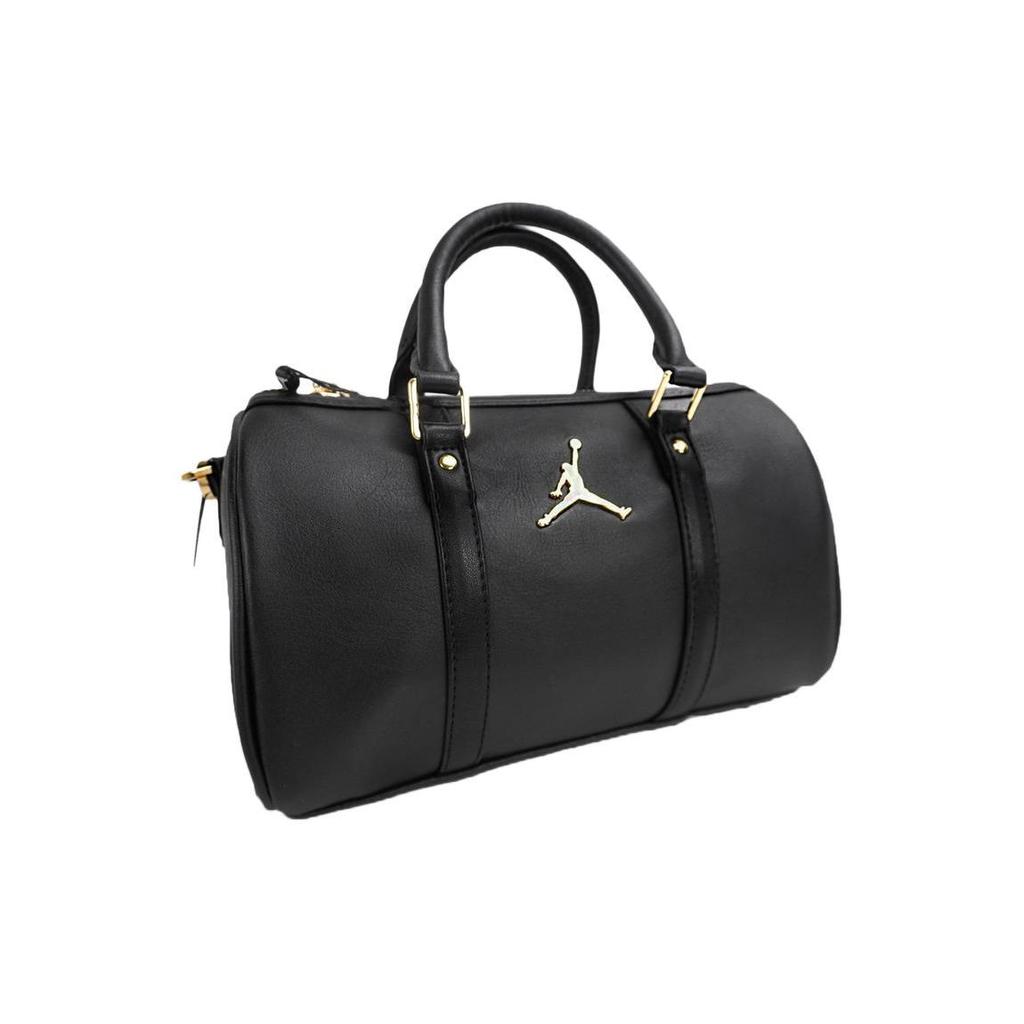 Jordan Bolso Boston de Cuero y Poliéster con Logo de Aviador Metálico Unisex Bolsos de Mano Negro DR5595-010