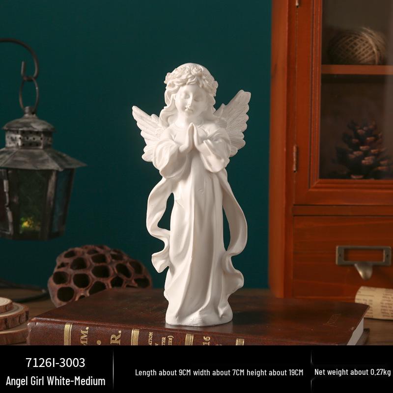 Europäische Retro Engel Figur - Kleine Mädchen Gipsstatue für Kirche Hochzeiten & Fotografie Dekor