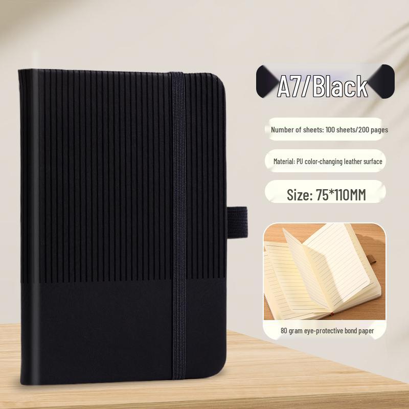 A7 Black Portable A6 Notebook for Students - Mini Pocket-Sized, Simple, Handy Carry-On