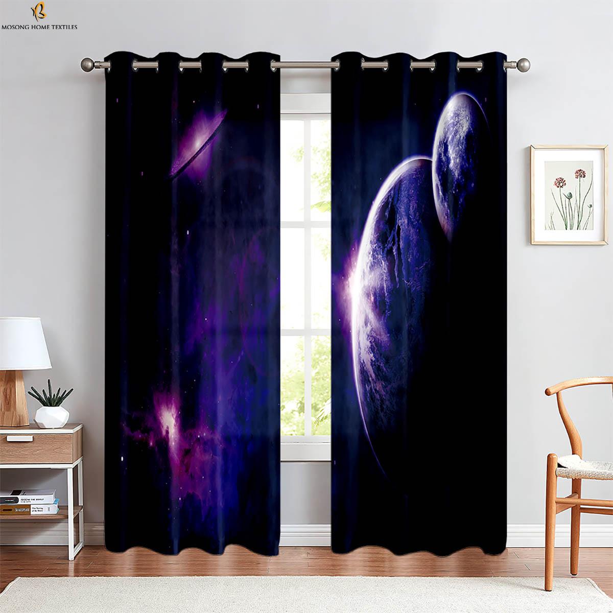 

Мечтательная галактика звездное небо 3D печатные шторы затемняющие шторы подходят для спальни гостиной кабинета декоративные шторы W50xH130(CM)x2PCS&Rod pocket