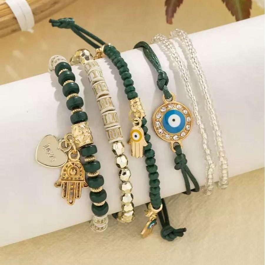 Handmade Beaded Bracelets Retro Multi - Layer Ethnic Style Creative Irregular Geometric Shapes Jewelry for Women
